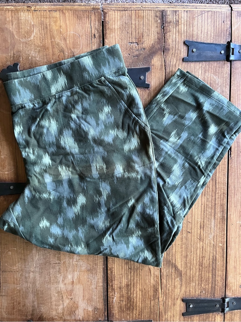 Denim&Co Olive Green Patterned Track‎ Pants